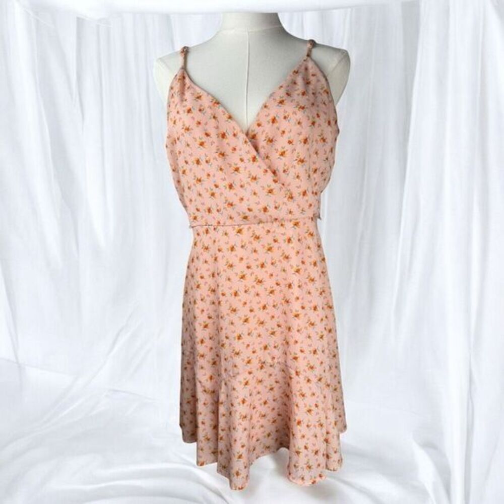 Babydoll Mini Dress Womens Size XL Pink Floral Cottagecore Romantic Picnic Flowy